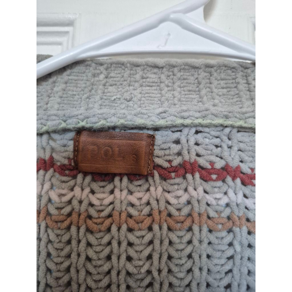 Women's POL Beige Striped Cardigan Sweater - Picture 5 of 8